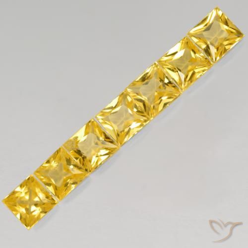 2.32 ctw Golden Sapphire Stones, Natural Sapphire in Princess-Cut Shape for Sale