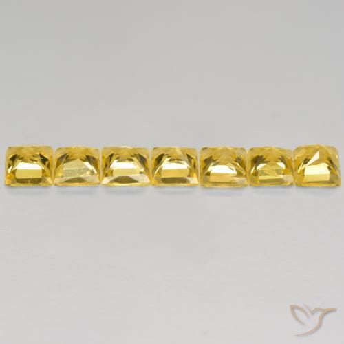 Sapphire Gemstones in 3.5 x 3.5 mm Size for Sale, Sapphire Stones in Golden Color