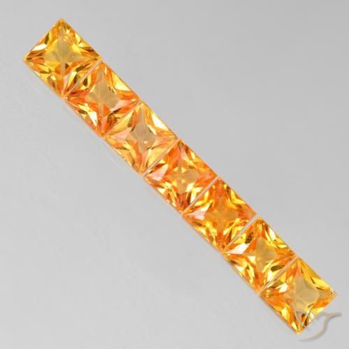 2.20 ctw Orange Sapphire Stones, Natural Sapphire in Princess-Cut Shape for Sale
