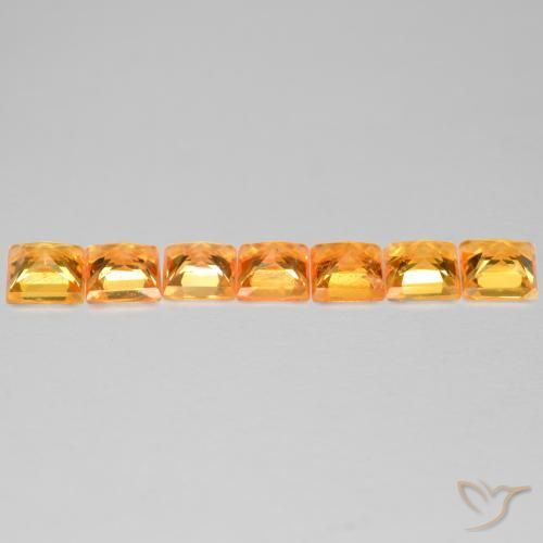 Sapphire Gemstones in 3.5 x 3.5 mm Size for Sale, Sapphire Stones in Honey Orange Color