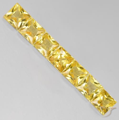 2.33 ctw Yellow Sapphire Stones, Natural Sapphire in Princess-Cut Shape for Sale