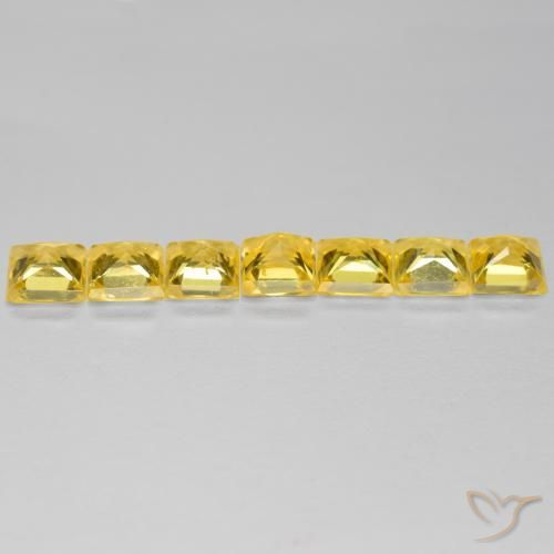 Sapphire Gemstones in 3.7 x 3.6 mm Size for Sale, Sapphire Stones in Medium Yellow Color
