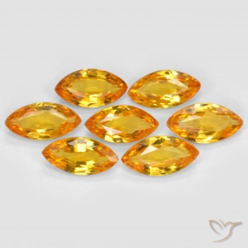 1.23 ctw Golden Sapphire Stones, Natural Sapphire in Marquise Facet Shape for Sale