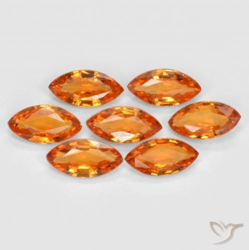 1.15 ctw Orange Sapphire Stones, Natural Sapphire in Marquise Facet Shape for Sale