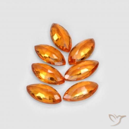 Sapphire Gemstones in 4.9 x 2.5 mm Size for Sale, Sapphire Stones in Amber Orange Color