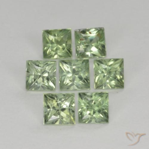 1.59 ctw Green Sapphire Stones, Natural Sapphire in Princess-Cut Shape for Sale