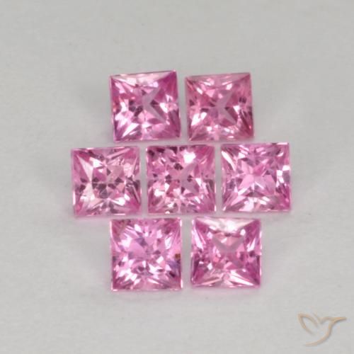 0.61 ctw Pink Sapphire Stones, Natural Sapphire in Princess-Cut Shape for Sale