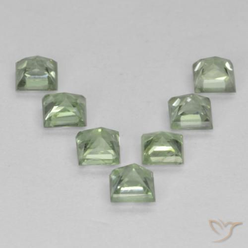 Sapphire Gemstones in 2.7 x 2.6 mm Size for Sale, Sapphire Stones in Light Sage Green Color
