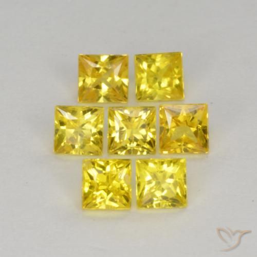 1.03 ctw Yellow Sapphire Stones, Natural Sapphire in Princess-Cut Shape for Sale
