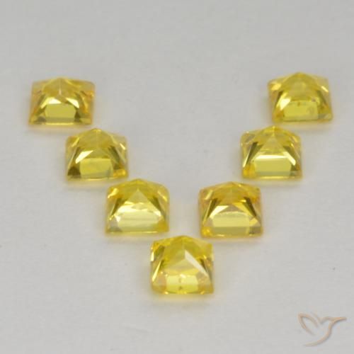 Sapphire Gemstones in 2.7 x 2.6 mm Size for Sale, Sapphire Stones in Medium-Light Yellow Color