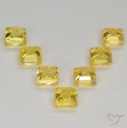 Sapphire Gemstones in 3 x 3 mm (calibrated) Size for Sale, Sapphire Stones in Medium Yellow Color