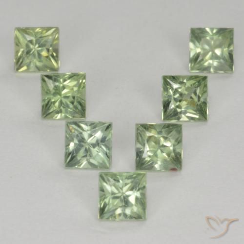 1.59ctw Natural Light Sage Green Sapphire, Square, VS