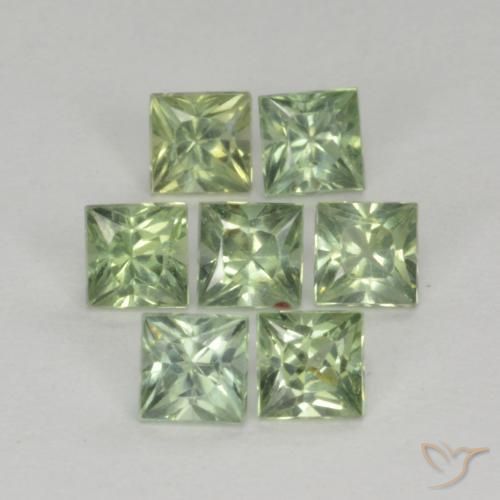 1.59 ctw Green Sapphire Stones, Natural Sapphire in Princess-Cut Shape for Sale