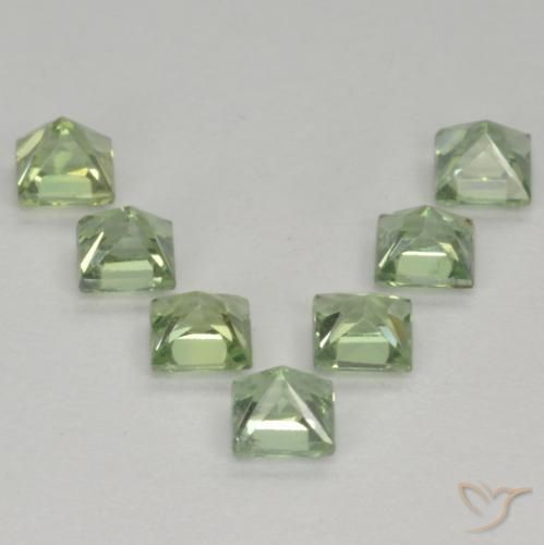 Sapphire Gemstones in 3 x 3 mm (calibrated) Size for Sale, Sapphire Stones in Light Sage Green Color