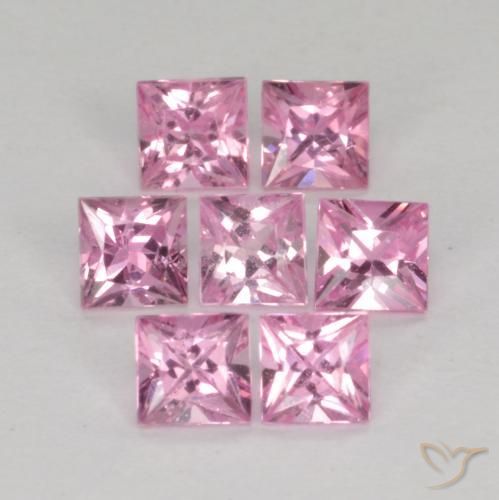 1.19 ctw Pink Sapphire Stones, Natural Sapphire in Princess-Cut Shape for Sale