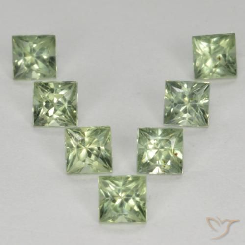 1.55ctw Natural Light Green Sapphire, Square, VS