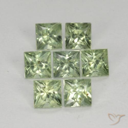 1.55 ctw Green Sapphire Stones, Natural Sapphire in Princess-Cut Shape for Sale