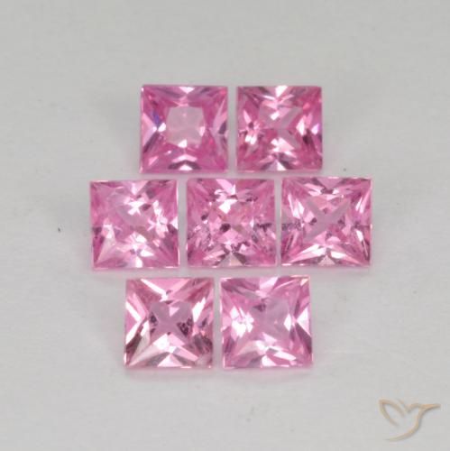 1.03 ctw Pink Sapphire Stones, Natural Sapphire in Princess-Cut Shape for Sale