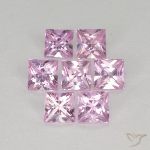 0.99 ctw Pink Sapphire Stones, Natural Sapphire in Princess-Cut Shape for Sale