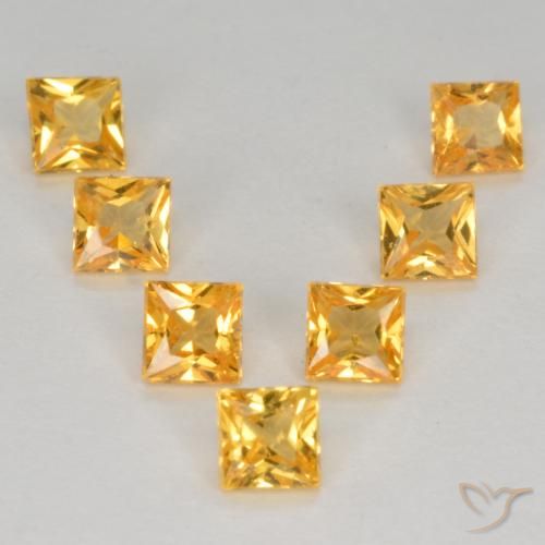 1.44ctw Natural Deep Golden Orange Sapphire, Square, VS