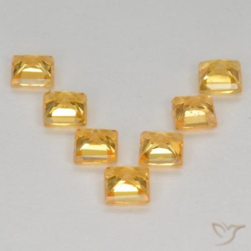 Sapphire Gemstones in 3 x 3 mm (calibrated) Size for Sale, Sapphire Stones in Deep Golden Orange Color