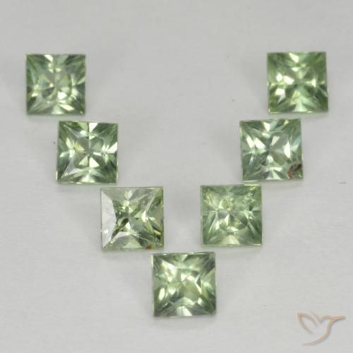 1.4 ct Loose Green Sapphire, 3 x 3 mm Princess Cut From Tanzania, Photo A