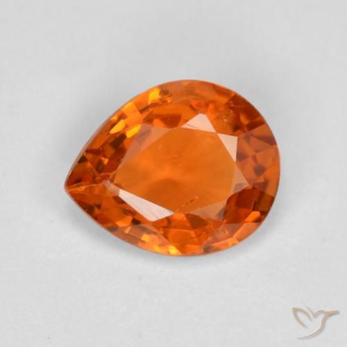 Reddish Orange Sapphire Gem - 0.6ct Pear Facet (ID: 564391)