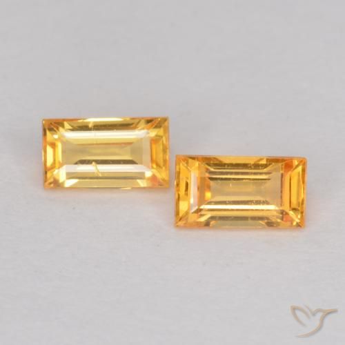 0.51 ct Loose Yellow Sapphire, 4.5 x 2.5 mm Baguette Cut From Tanzania, Photo A