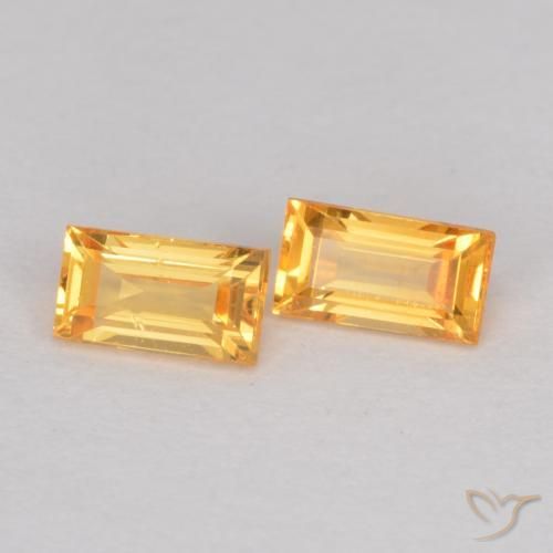 0.51 ctw Golden Sapphire Stones, Natural Sapphire in Baguette Facet Shape for Sale