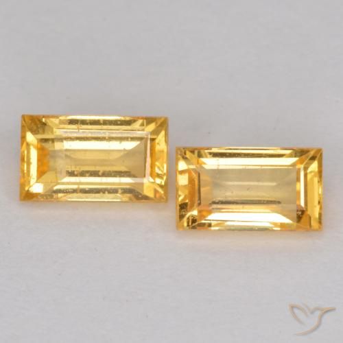 0.75 ct Yellow Sapphire, 5.1 x 3 mm Baguette Cut From Tanzania, Photo A
