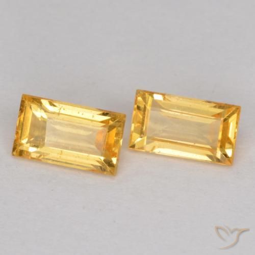0.75 ctw Golden Sapphire Stones, Natural Sapphire in Baguette Facet Shape for Sale