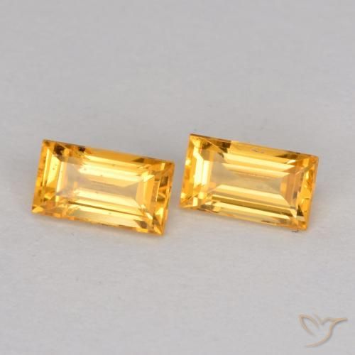 0.54 ctw Golden Sapphire Stones, Natural Sapphire in Baguette Facet Shape for Sale
