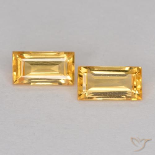 0.44 ct Loose Yellow Sapphire, 4.5 x 2.4 mm Baguette Cut From Tanzania, Photo A
