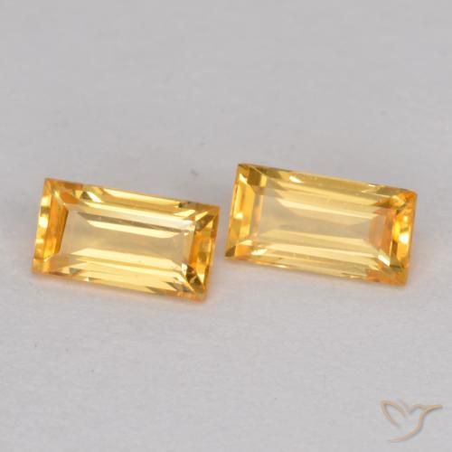 0.44 ctw Golden Sapphire Stones, Natural Sapphire in Baguette Facet Shape for Sale