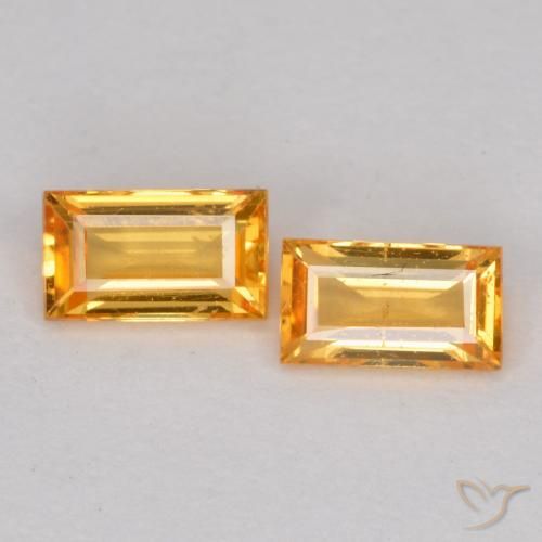 0.48 ct Loose Yellow Sapphire, 4.5 x 2.5 mm Baguette Cut From Tanzania, Photo A