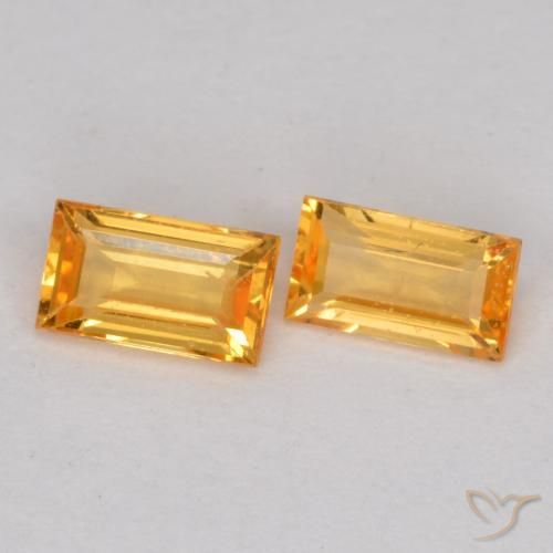 0.48 ctw Golden Sapphire Stones, Natural Sapphire in Baguette Facet Shape for Sale