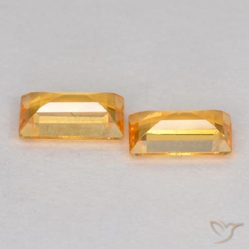 Sapphire Gemstones in 4.5 x 2.5 mm Size for Sale, Sapphire Stones in Deep Golden Orange Color