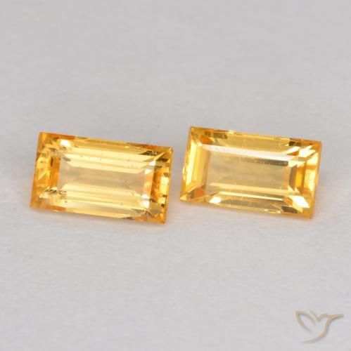 0.54 ctw Golden Sapphire Stones, Natural Sapphire in Baguette Facet Shape for Sale