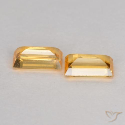 Sapphire Gemstones in 4.6 x 2.6 mm Size for Sale, Sapphire Stones in Orange-Gold Color