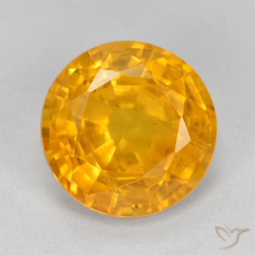 3.15ct Natural Orange-Gold Sapphire, Round, VS-SI