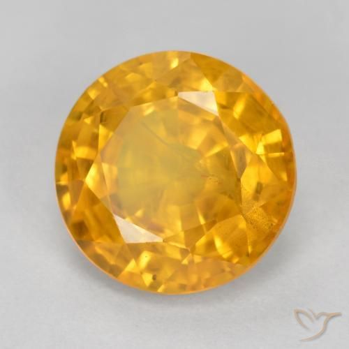 3.15 ct Golden Sapphire Stone, Natural Sapphire in Round Facet Shape for Sale