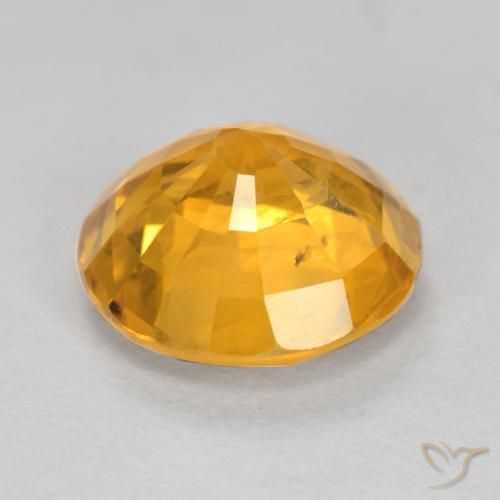 Sapphire Gemstone in 9 mm (calibrated) Size for Sale, Sapphire Stone in Orange-Gold Color