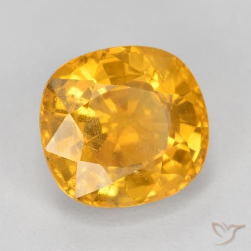 3.25 ct Golden Sapphire Stone, Natural Sapphire in Cushion-Cut Shape for Sale