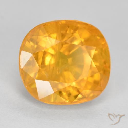 5.00 ct Orange Sapphire Stone, Natural Sapphire in Cushion-Cut Shape for Sale