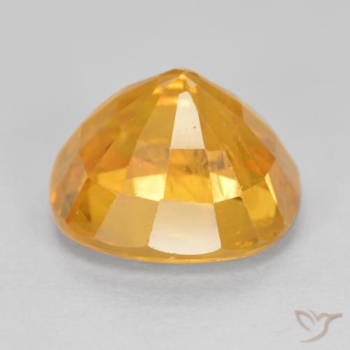 Sapphire Gemstone in 9.8 x 8.9 mm Size for Sale, Sapphire Stone in Medium-Light Orange Color