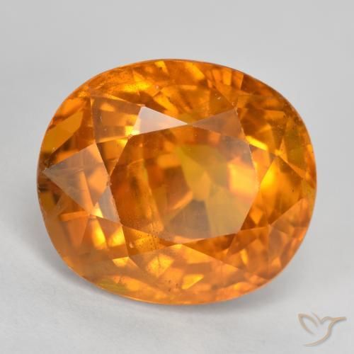 6.87 ct Orange Sapphire Stone, Natural Sapphire in Oval Facet Shape for Sale