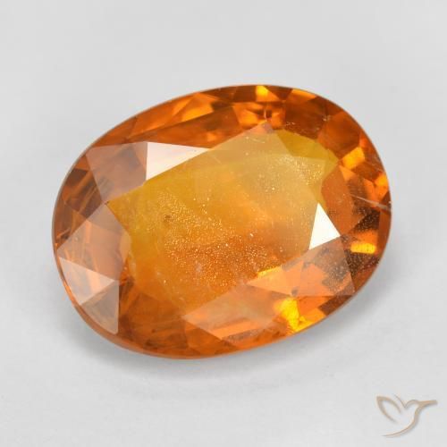 6.96 ct Orange Sapphire Stone, Natural Sapphire in Oval Facet Shape for Sale