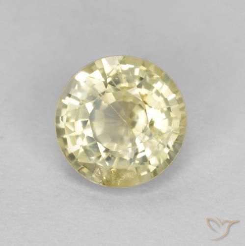 0.47 ct Yellow Sapphire Stone, Natural Sapphire in Round Facet Shape for Sale