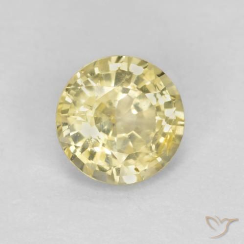 0.43 ct Yellow Sapphire Stone, Natural Sapphire in Round Facet Shape for Sale