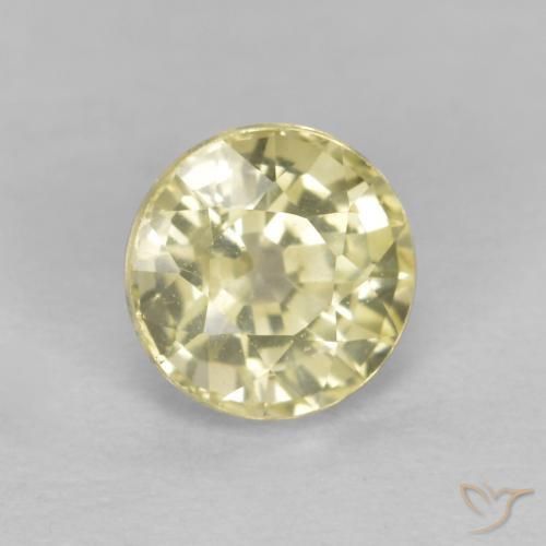 0.53 ct Yellow Sapphire Stone, Natural Sapphire in Round Facet Shape for Sale